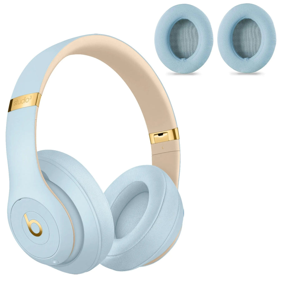 Beats Studio3, Studio 2.0 with cable/Wireless, Over - Ear, Crystal Blue, Ecological Leather ( 1 Pair Ear Pads ) - DAXORA
