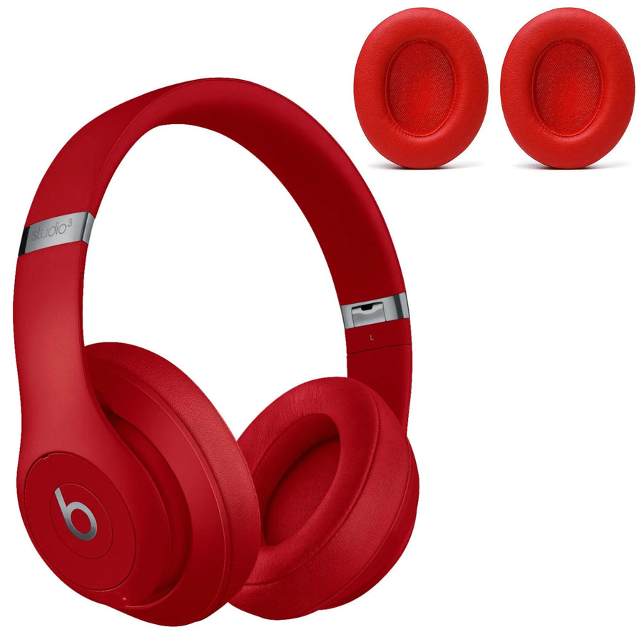 Beats Studio3, Studio 2.0 with cable/Wireless, Over - Ear, Red, Ecological Leather ( 1 Pair Ear Pads ) - DAXORA