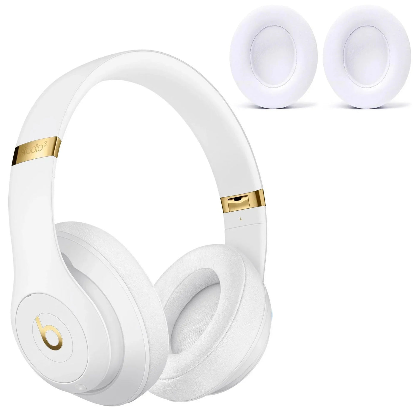 Beats Studio3, Studio 2.0 with cable/Wireless, Over-Ear, White, Ecological Leather (1 Pair Ear Pads)